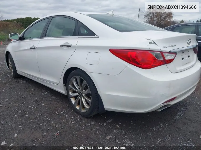 2012 Hyundai Sonata Se 2.0T VIN: 5NPEC4ABXCH394666 Lot: 40747638