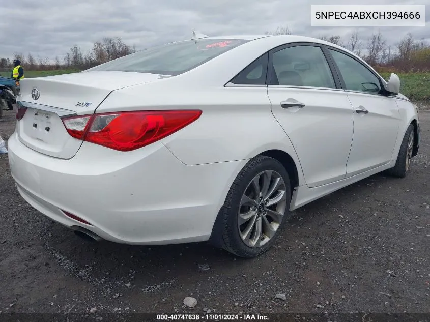 2012 Hyundai Sonata Se 2.0T VIN: 5NPEC4ABXCH394666 Lot: 40747638