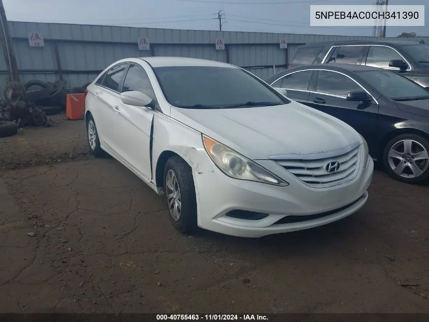 2012 Hyundai Sonata Gls VIN: 5NPEB4AC0CH341390 Lot: 40755463