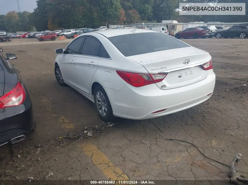 2012 Hyundai Sonata Gls VIN: 5NPEB4AC0CH341390 Lot: 40755463