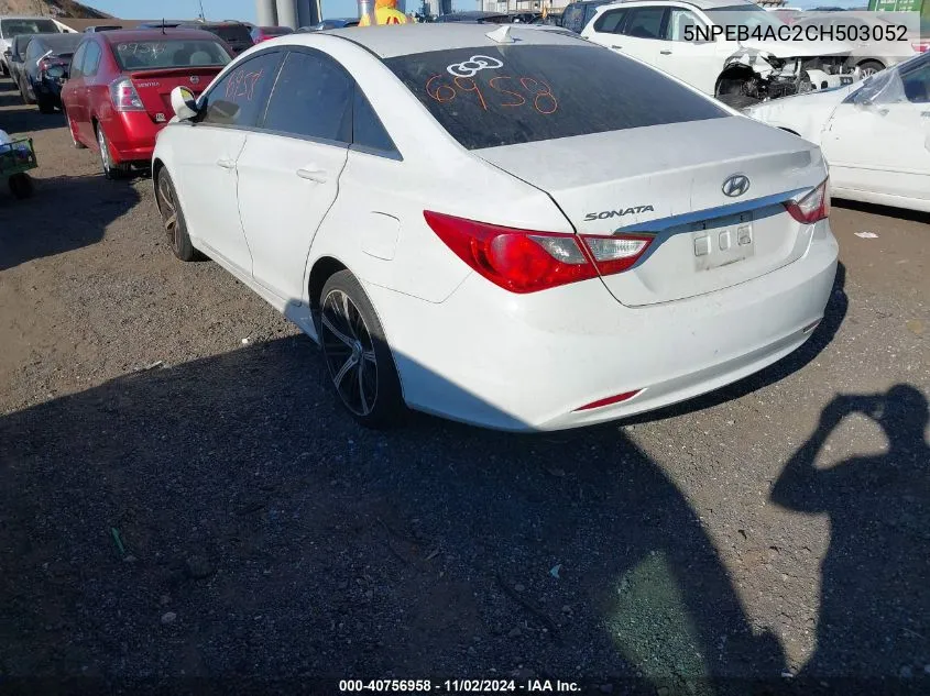 2012 Hyundai Sonata Gls VIN: 5NPEB4AC2CH503052 Lot: 40756958