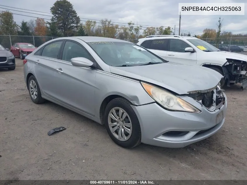 2012 Hyundai Sonata Gls VIN: 5NPEB4AC4CH325063 Lot: 40759611