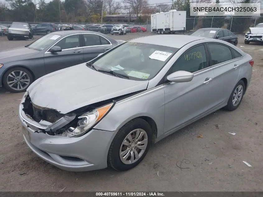 2012 Hyundai Sonata Gls VIN: 5NPEB4AC4CH325063 Lot: 40759611