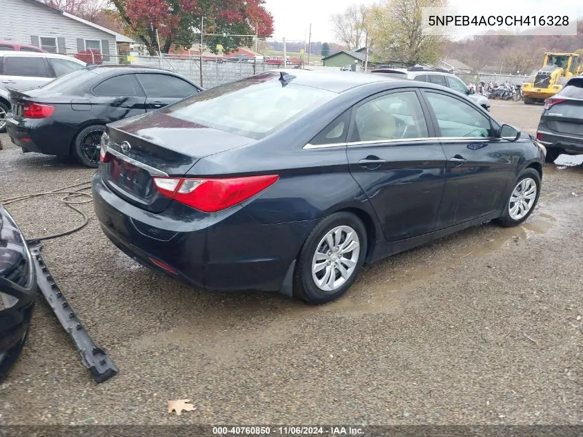 2012 Hyundai Sonata Gls VIN: 5NPEB4AC9CH416328 Lot: 40760850