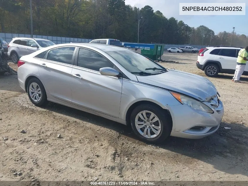 2012 Hyundai Sonata Gls VIN: 5NPEB4AC3CH480252 Lot: 40761223