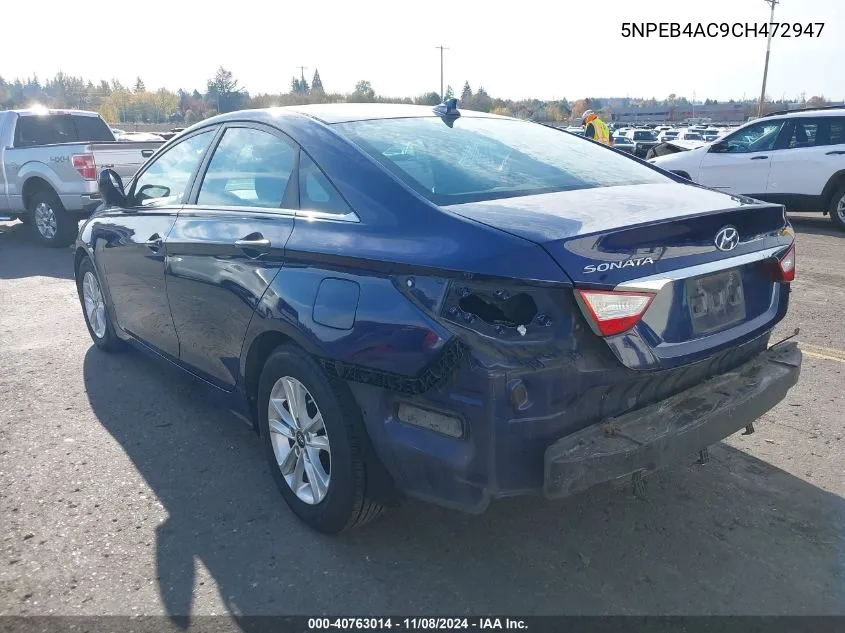 2012 Hyundai Sonata Gls VIN: 5NPEB4AC9CH472947 Lot: 40763014