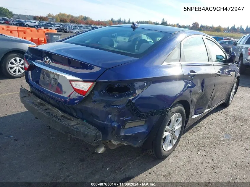 2012 Hyundai Sonata Gls VIN: 5NPEB4AC9CH472947 Lot: 40763014