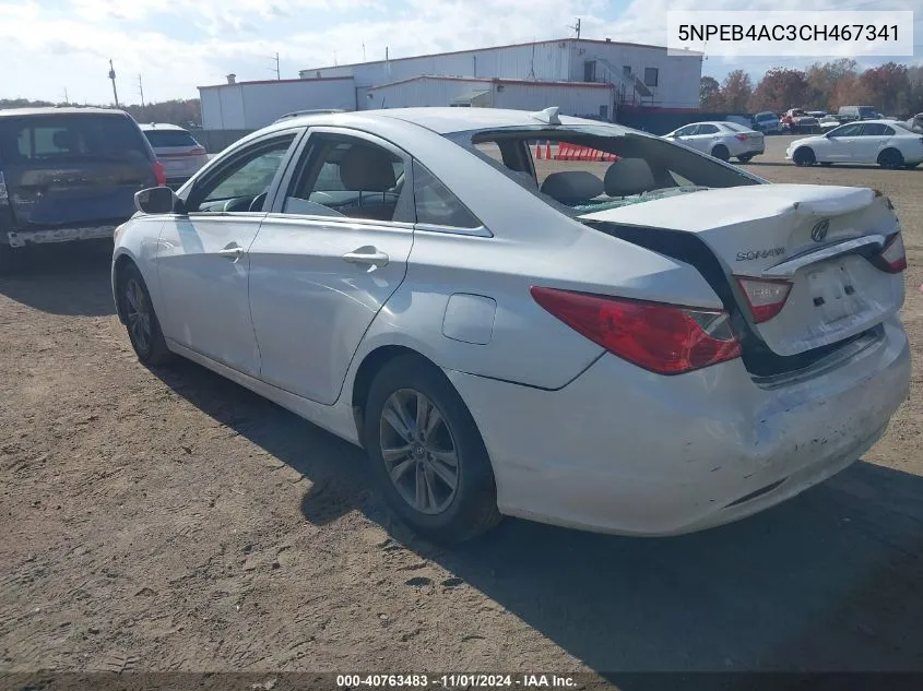 2012 Hyundai Sonata Gls VIN: 5NPEB4AC3CH467341 Lot: 40763483