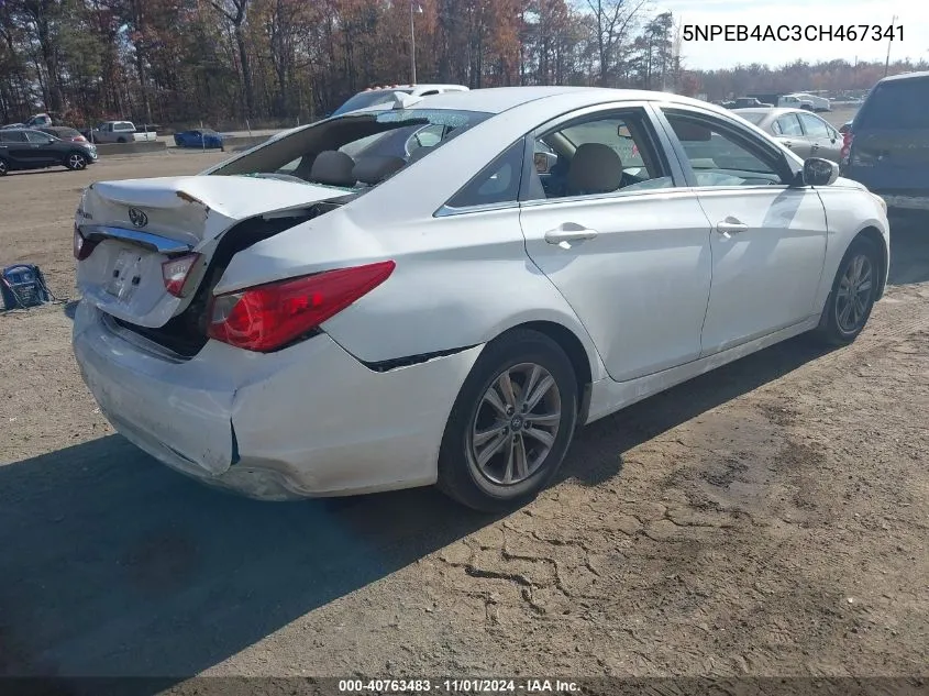 2012 Hyundai Sonata Gls VIN: 5NPEB4AC3CH467341 Lot: 40763483