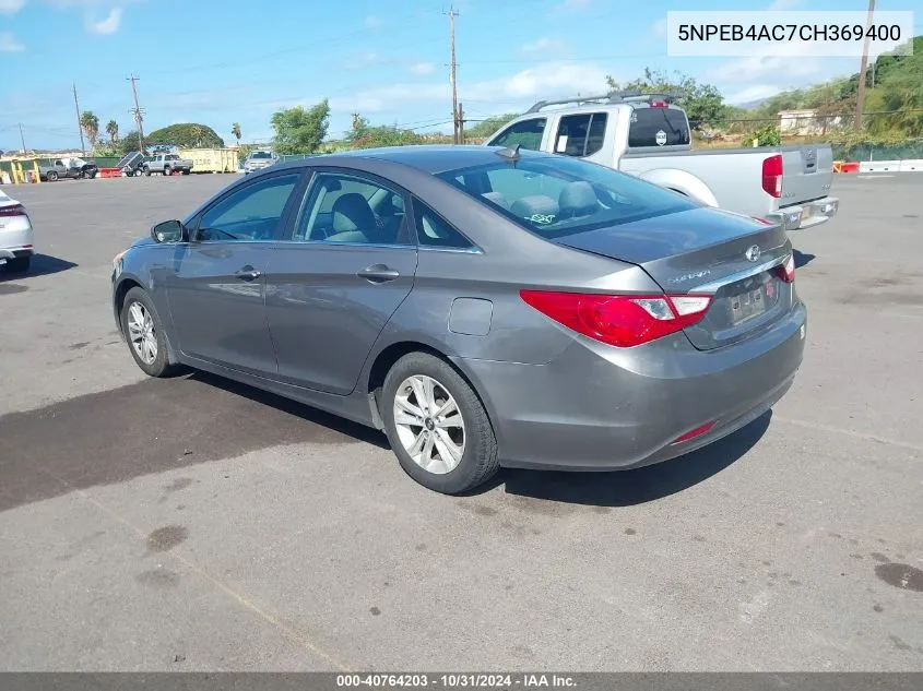 2012 Hyundai Sonata Gls VIN: 5NPEB4AC7CH369400 Lot: 40764203