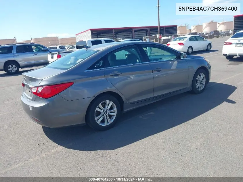 2012 Hyundai Sonata Gls VIN: 5NPEB4AC7CH369400 Lot: 40764203