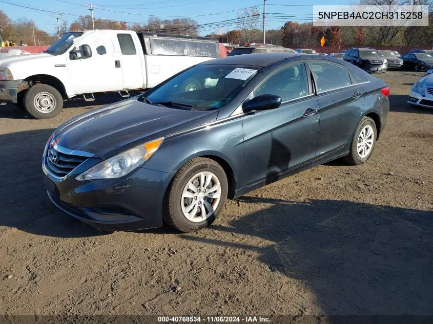 2012 Hyundai Sonata Gls VIN: 5NPEB4AC2CH315258 Lot: 40768534