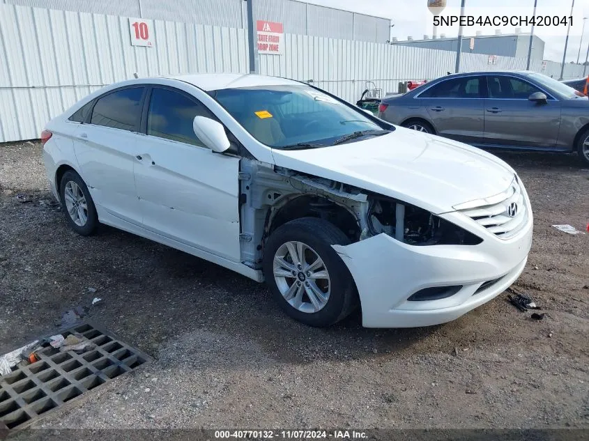 2012 Hyundai Sonata Gls VIN: 5NPEB4AC9CH420041 Lot: 40770132