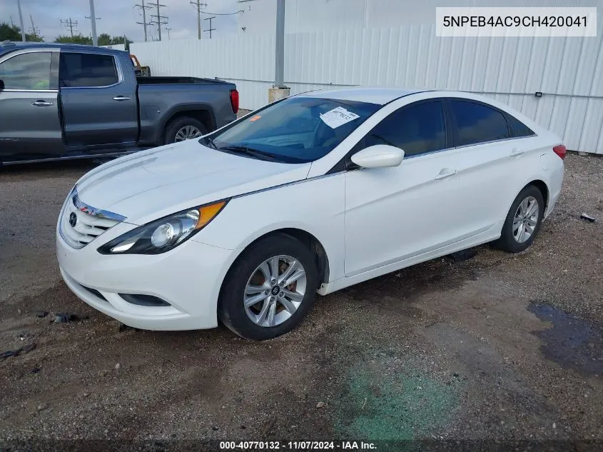 2012 Hyundai Sonata Gls VIN: 5NPEB4AC9CH420041 Lot: 40770132