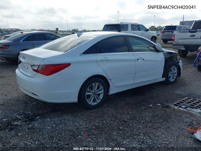 2012 Hyundai Sonata Gls VIN: 5NPEB4AC9CH420041 Lot: 40770132