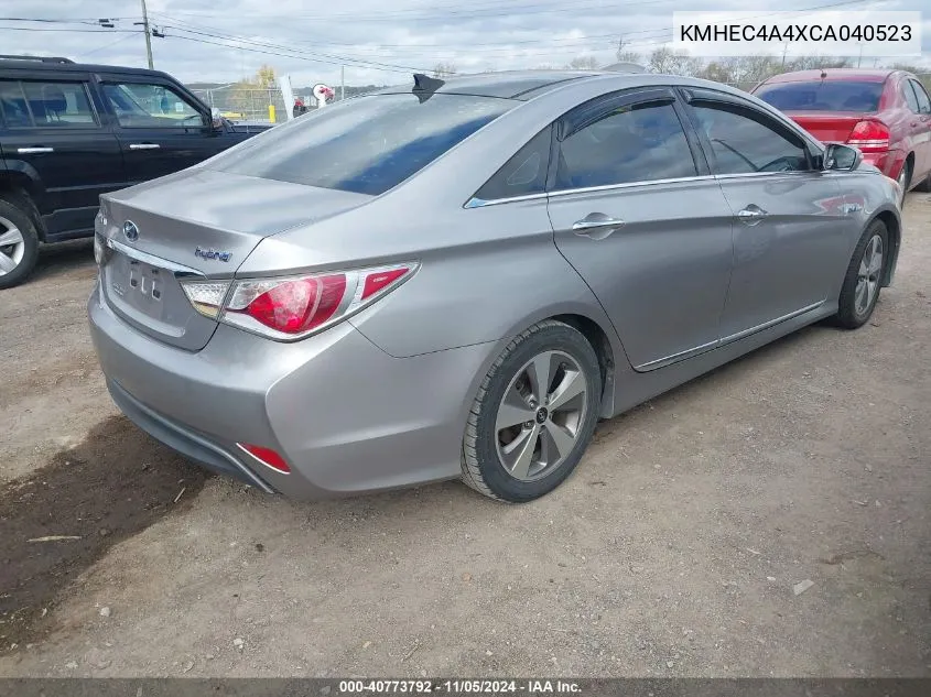 2012 Hyundai Sonata Hybrid VIN: KMHEC4A4XCA040523 Lot: 40773792