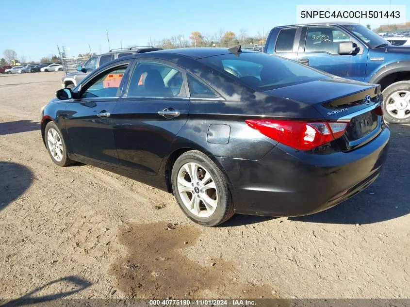 2012 Hyundai Sonata Limited VIN: 5NPEC4AC0CH501443 Lot: 40775190