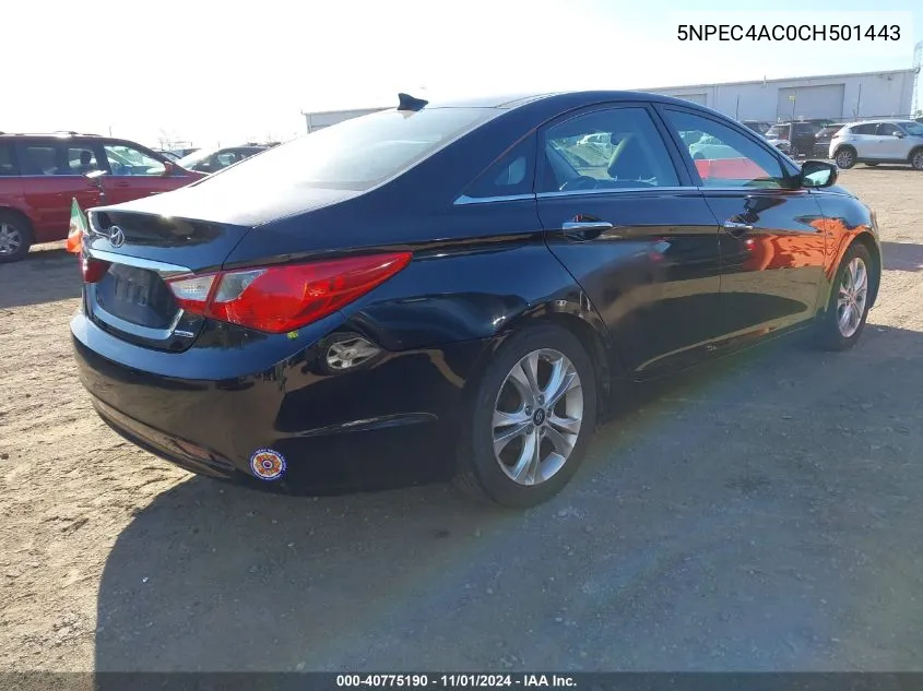 2012 Hyundai Sonata Limited VIN: 5NPEC4AC0CH501443 Lot: 40775190