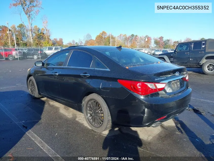 2012 Hyundai Sonata Se VIN: 5NPEC4AC0CH355352 Lot: 40776591