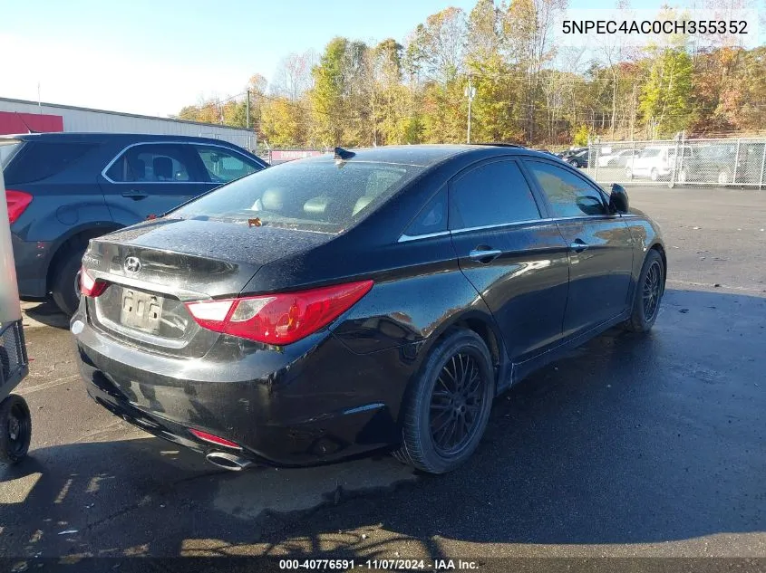 2012 Hyundai Sonata Se VIN: 5NPEC4AC0CH355352 Lot: 40776591