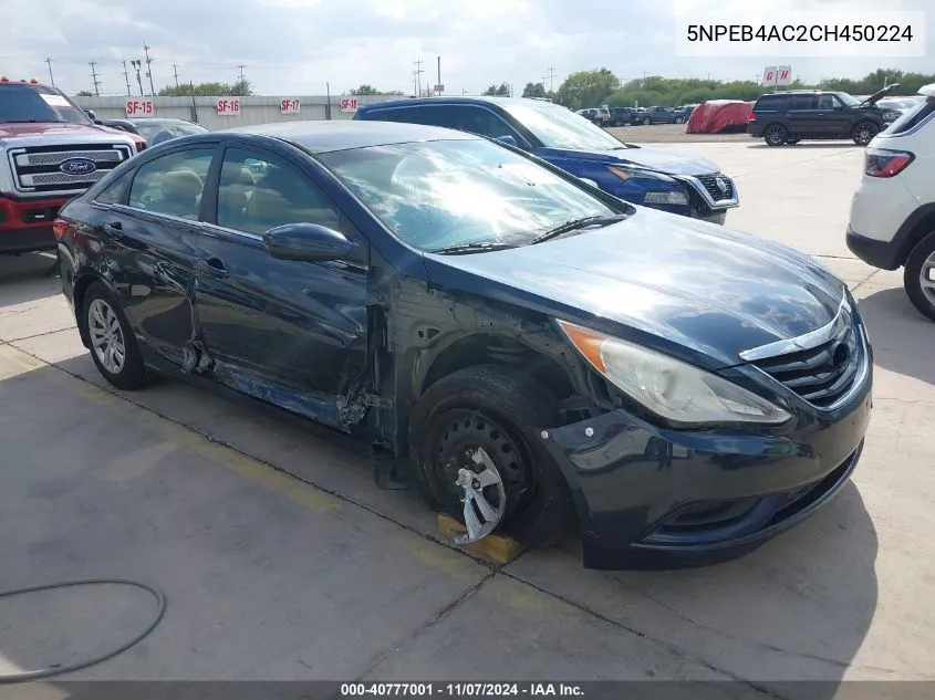 2012 Hyundai Sonata Gls VIN: 5NPEB4AC2CH450224 Lot: 40777001