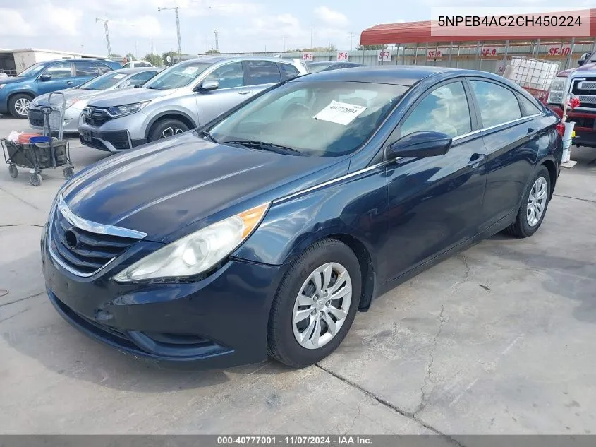 2012 Hyundai Sonata Gls VIN: 5NPEB4AC2CH450224 Lot: 40777001