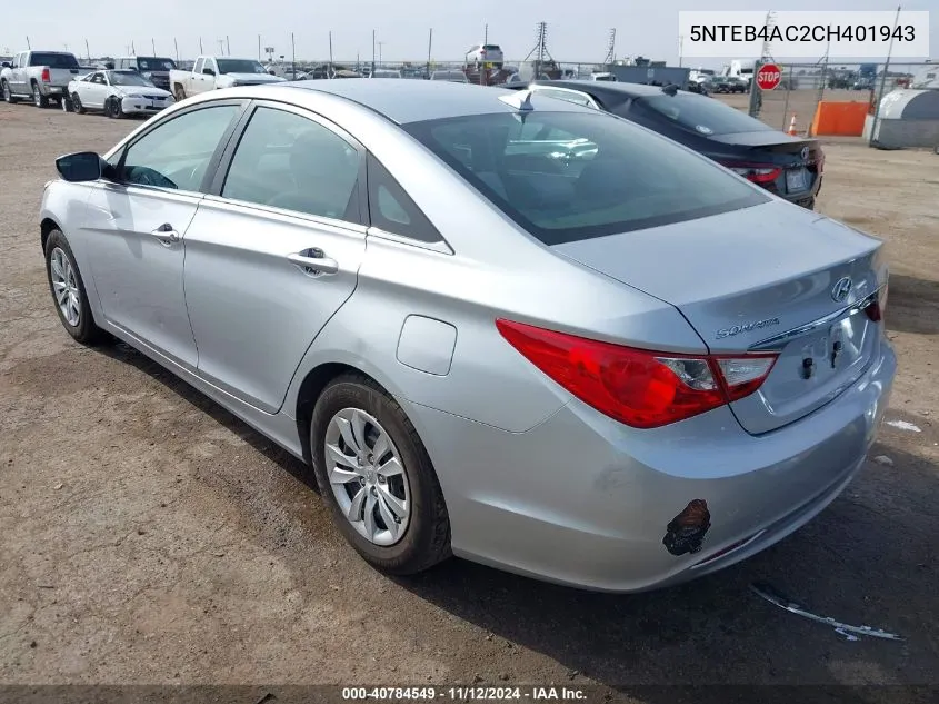 2012 Hyundai Sonata Gls VIN: 5NTEB4AC2CH401943 Lot: 40784549