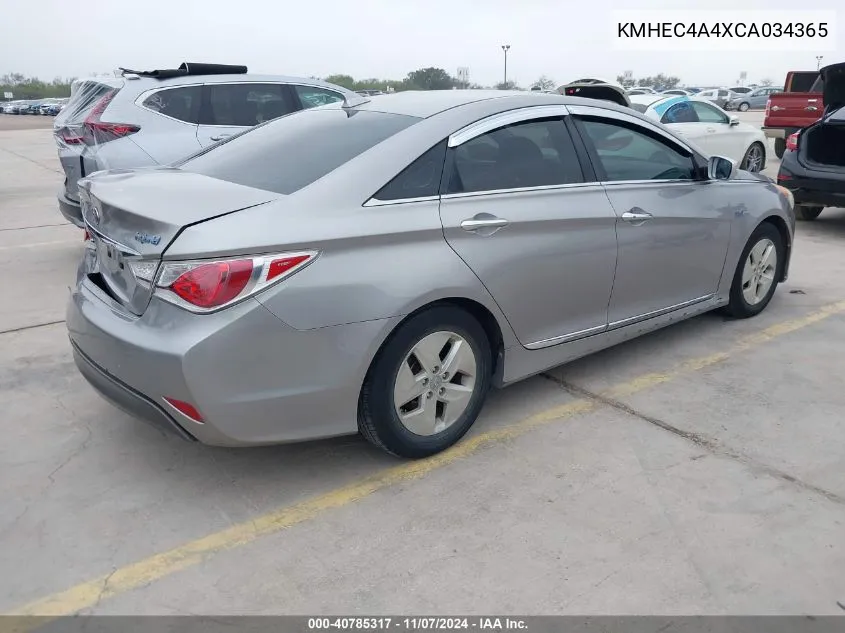 2012 Hyundai Sonata Hybrid VIN: KMHEC4A4XCA034365 Lot: 40785317