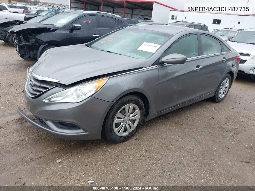 2012 Hyundai Sonata Gls VIN: 5NPEB4AC3CH487735 Lot: 40786130