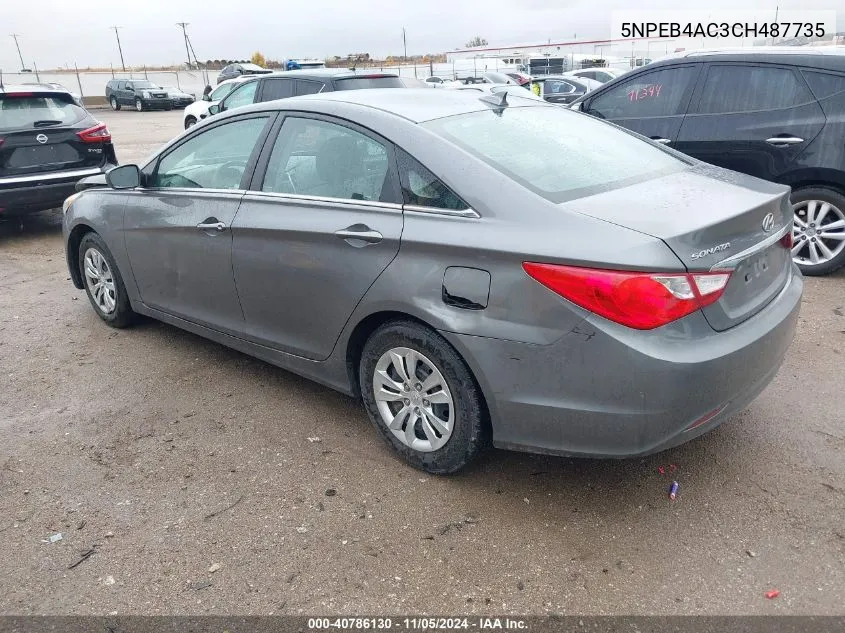 2012 Hyundai Sonata Gls VIN: 5NPEB4AC3CH487735 Lot: 40786130