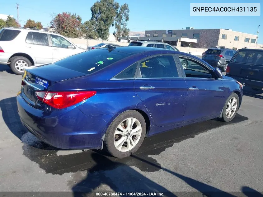 2012 Hyundai Sonata Limited VIN: 5NPEC4AC0CH431135 Lot: 40788474