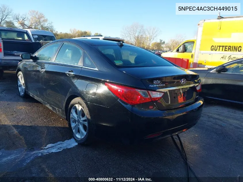 2012 Hyundai Sonata Limited VIN: 5NPEC4AC3CH449015 Lot: 40800632