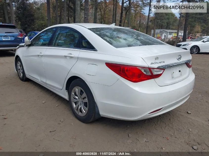 5NPEB4AC4CH420996 2012 Hyundai Sonata Gls