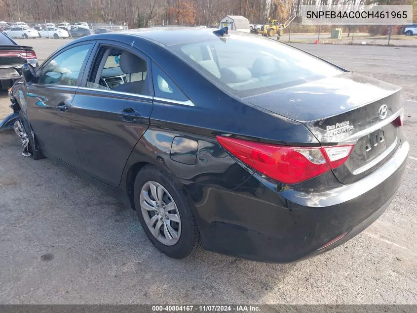 2012 Hyundai Sonata Gls VIN: 5NPEB4AC0CH461965 Lot: 40804167