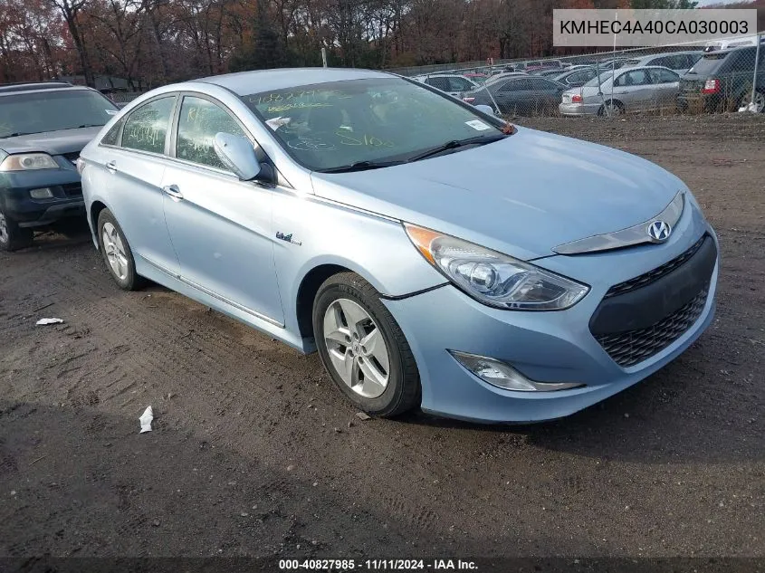 2012 Hyundai Sonata Hybrid VIN: KMHEC4A40CA030003 Lot: 40827985