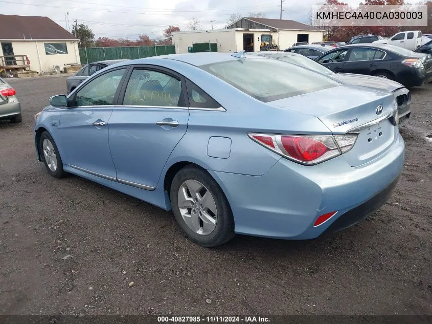 2012 Hyundai Sonata Hybrid VIN: KMHEC4A40CA030003 Lot: 40827985