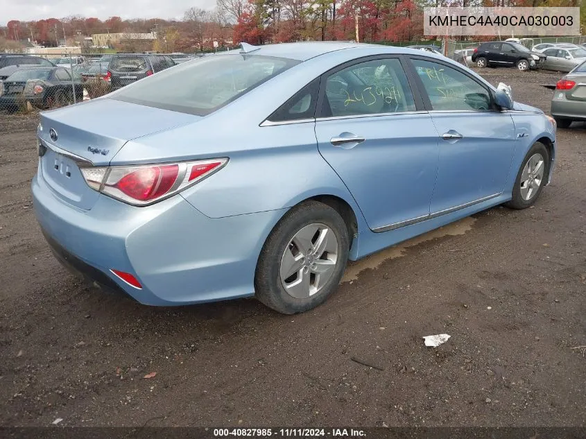 2012 Hyundai Sonata Hybrid VIN: KMHEC4A40CA030003 Lot: 40827985