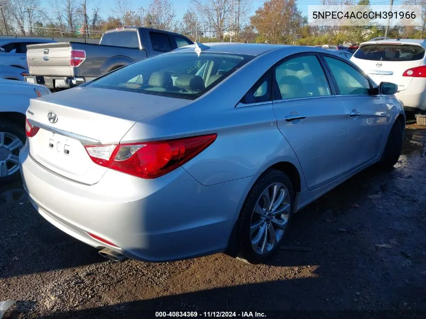 2012 Hyundai Sonata Se VIN: 5NPEC4AC6CH391966 Lot: 40834369