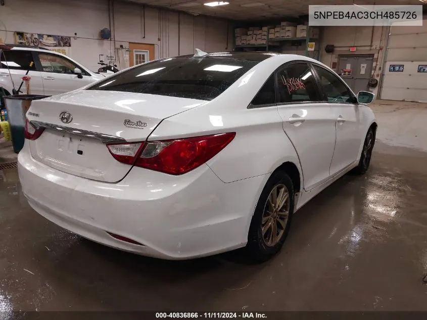 2012 Hyundai Sonata Gls VIN: 5NPEB4AC3CH485726 Lot: 40836866