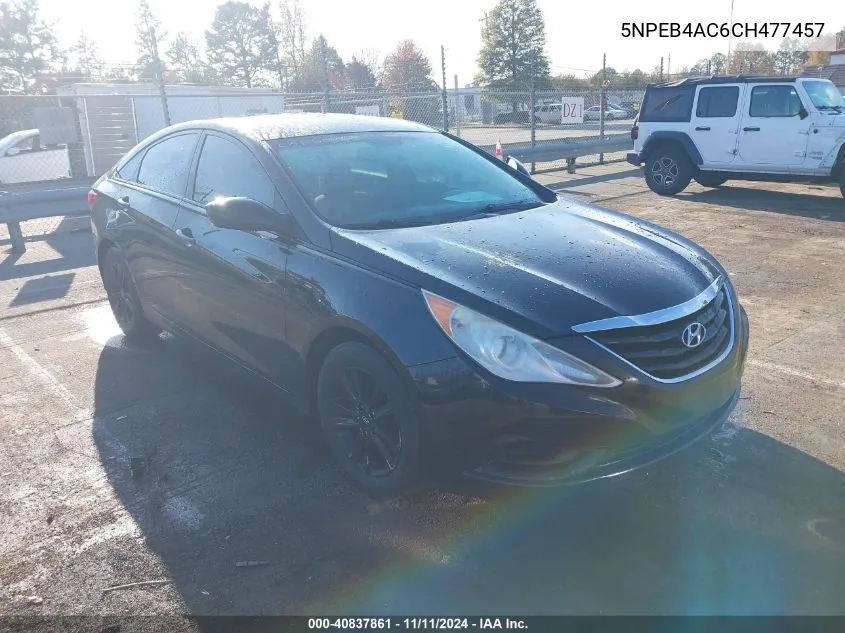 2012 Hyundai Sonata Gls VIN: 5NPEB4AC6CH477457 Lot: 40837861