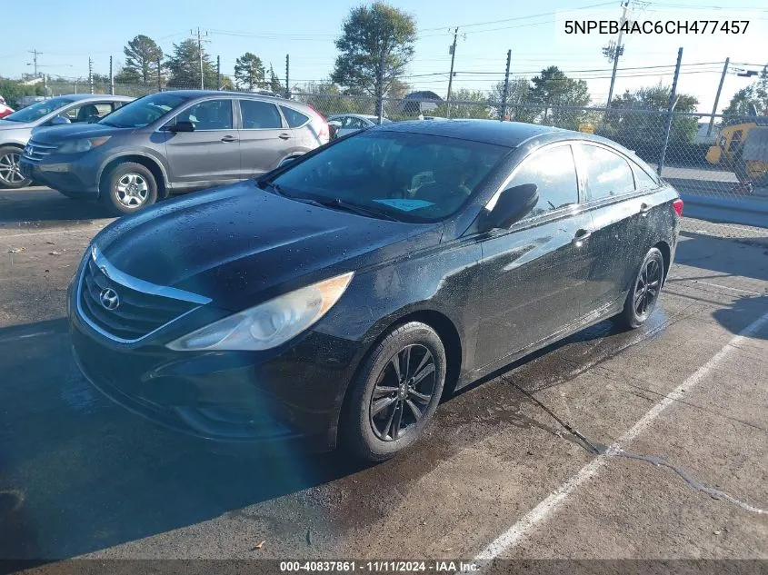 2012 Hyundai Sonata Gls VIN: 5NPEB4AC6CH477457 Lot: 40837861