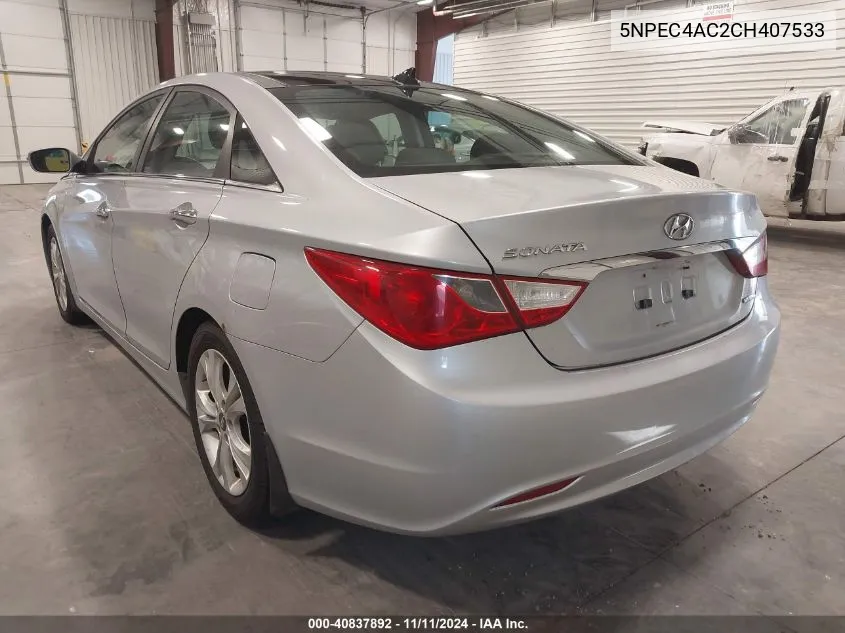 2012 Hyundai Sonata Limited VIN: 5NPEC4AC2CH407533 Lot: 40837892