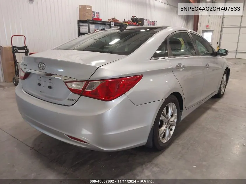 2012 Hyundai Sonata Limited VIN: 5NPEC4AC2CH407533 Lot: 40837892