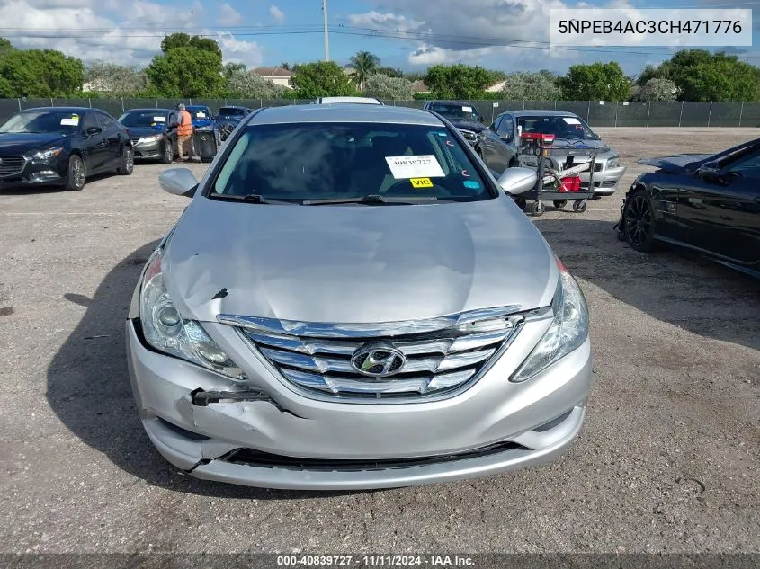 2012 Hyundai Sonata Gls VIN: 5NPEB4AC3CH471776 Lot: 40839727