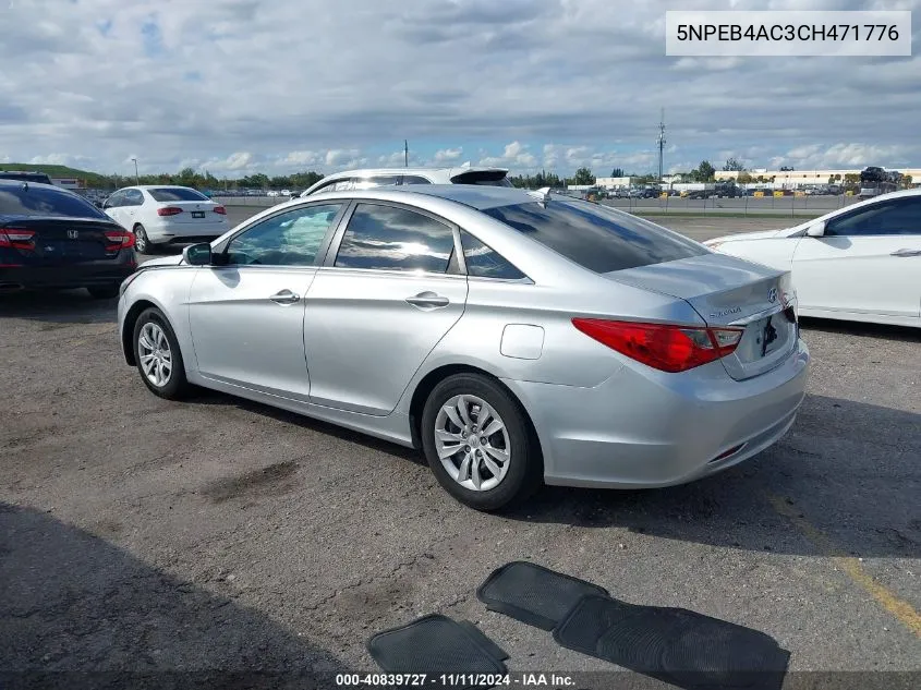 2012 Hyundai Sonata Gls VIN: 5NPEB4AC3CH471776 Lot: 40839727