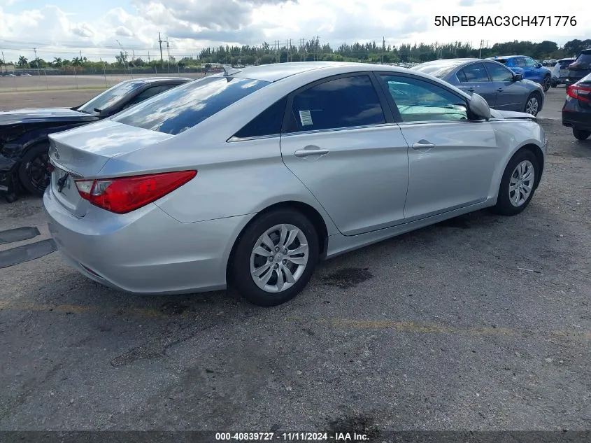 2012 Hyundai Sonata Gls VIN: 5NPEB4AC3CH471776 Lot: 40839727