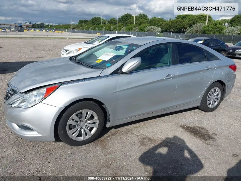 2012 Hyundai Sonata Gls VIN: 5NPEB4AC3CH471776 Lot: 40839727