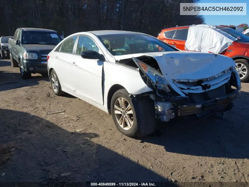 2012 Hyundai Sonata Gls VIN: 5NPEB4AC5CH462092 Lot: 40849599