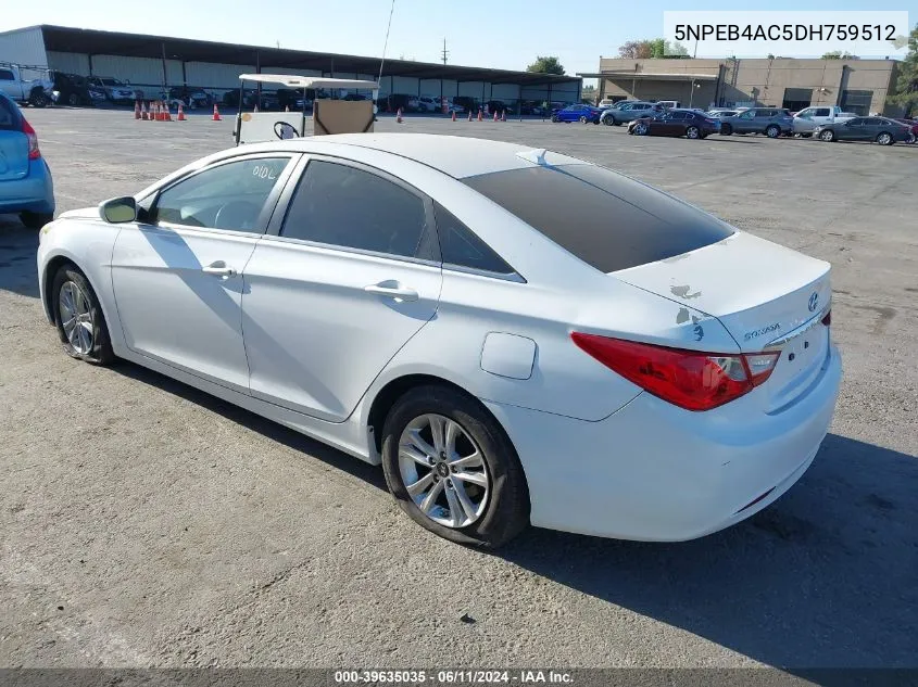 2013 Hyundai Sonata Gls VIN: 5NPEB4AC5DH759512 Lot: 39635035