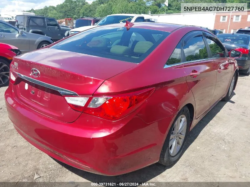 2013 Hyundai Sonata Gls VIN: 5NPEB4AC7DH727760 Lot: 39731621